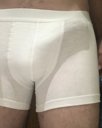 Hard bulge in white underwear photo