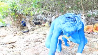 Bodypinat Cosplay：野外的蓝色口袋妖怪