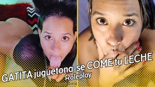 GATITA juguetona se COME tu LECHE (subtitulado)