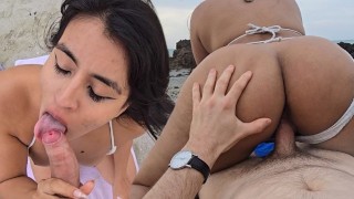 在海滩上与陌生人硬！！