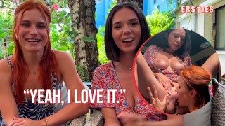Ersties - Hot Ladies Clemence 和 Eve 有危险的公共女同性恋性行为