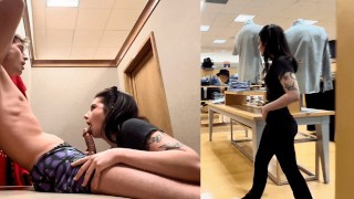 Teen didn’t want to stop fucking in a public dressing room