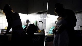 烹饪Love：观看这对真正的夫妇一起制作Delicious菜肴时分享甜Kisses
