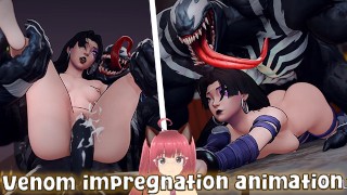 Venom 从他的巨型静脉鸡巴向 Psylocke 喂精液（浮士德术语动画） - Jazziuu