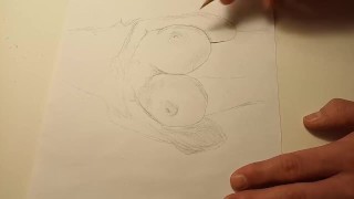 爱丰满的卡拉玫瑰和她的大奶子 - 绘画