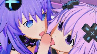 超维度海王星 - Futa Purple StepSister X Purple Heart and StepAdult Neptune Threesome Hent