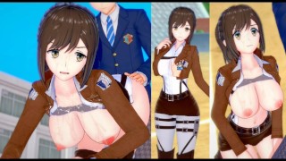 [无尽游戏 Koikatsu ！ ] 与 Attack on Titan 发生性关系 大山雀 Sasha Blouse。 3DCG 色情动漫视频。