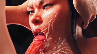 KITANA 使用她的深喉 X 射线动作，直到你在精液中爆炸！
