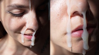 辣妹乱搞小狗，在她可爱的脸上射了一个巨大的射精