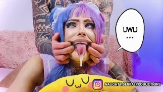 让我们摧毁这个 E-GIRL 荡妇!!粗暴的性爱和邋遢的口交 - 真正的无尽 PMV - Ahegao Cosplay UwU