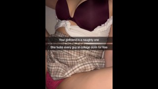 作弊的女大学生在 Snapchat 上的学生宿舍粗暴地性交