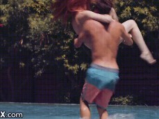 Lacy Lennon in thong bikini swung around gif