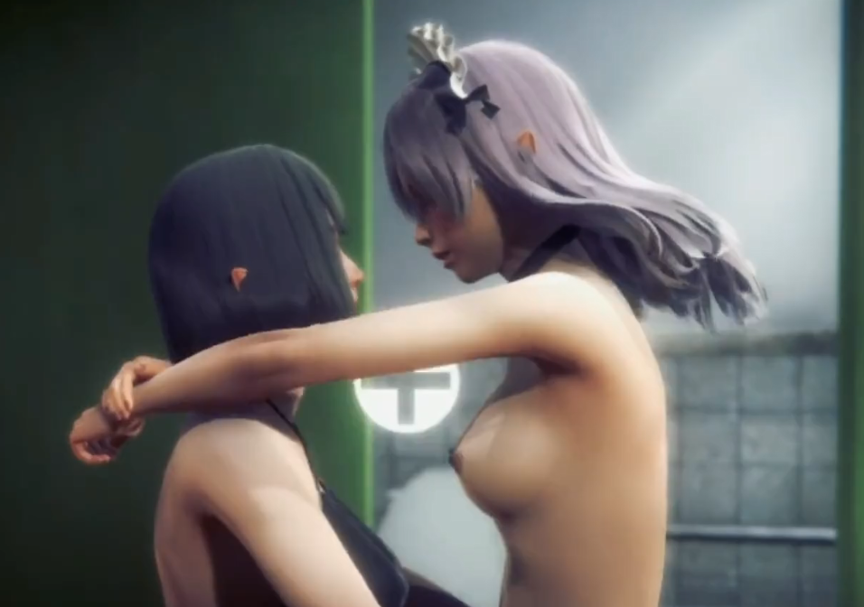【3D】火辣妹子和女僕在廁所里性愛