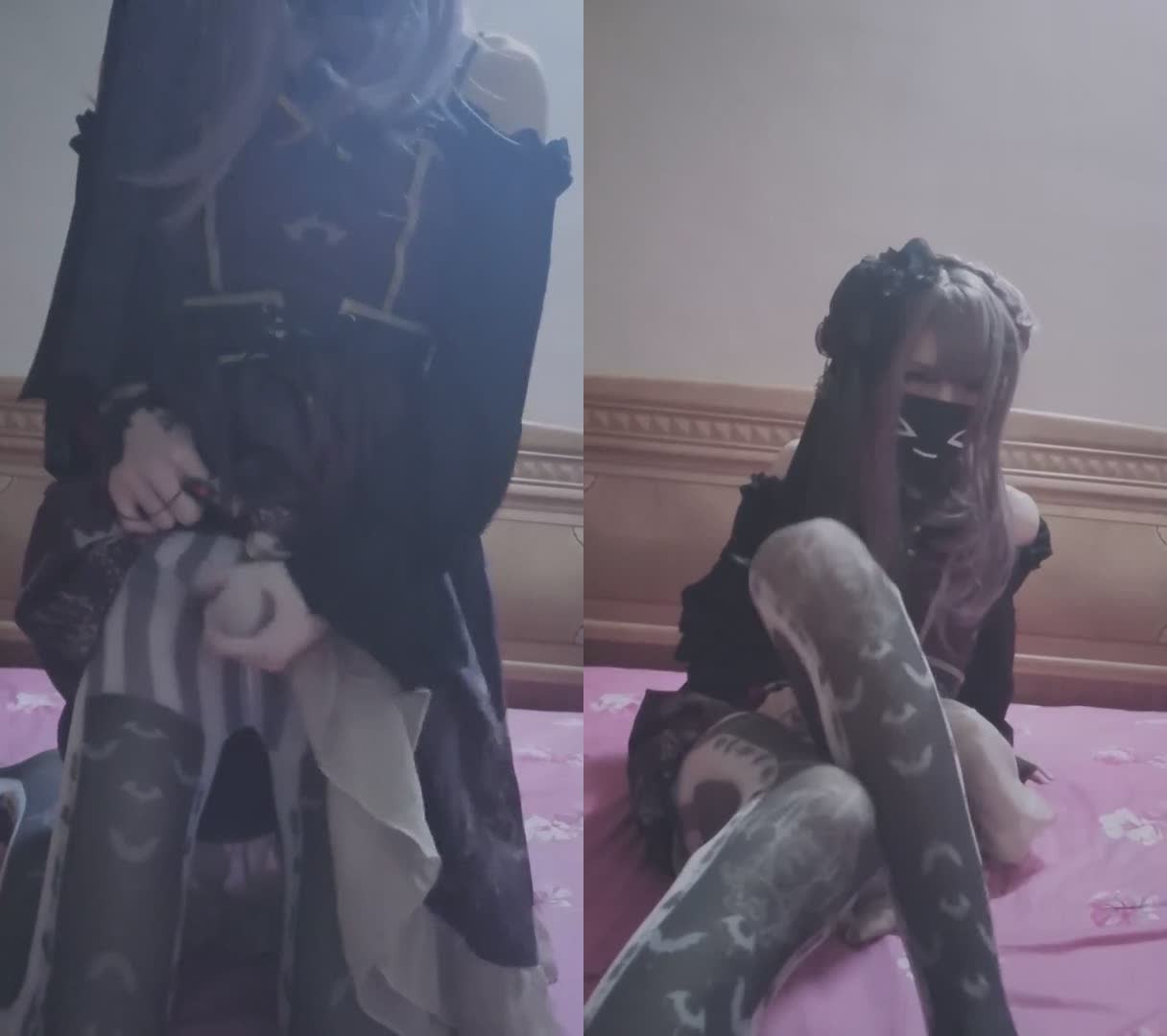 曦曦哥特洛麗塔女裝 隔著褲襪沖一發