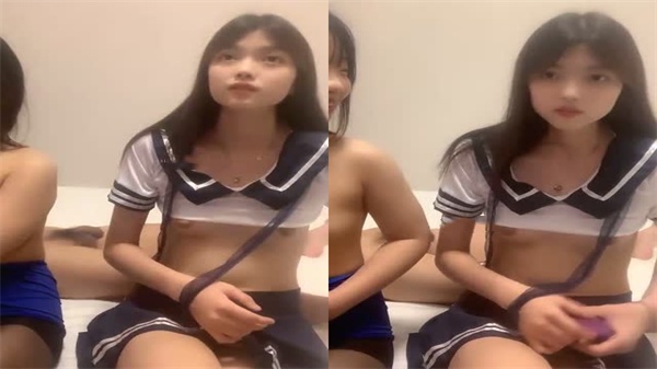 JK裝甜美妹子和閨蜜口交伺候紋身小伙上位坐騎操