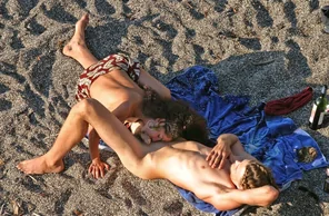 lustful tiger on the beach