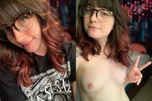 Pale brunette taking cute selfies