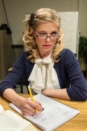 Nerdy babe in a uniform Penny Pax flashes her cunt and seduces her teacher_0009