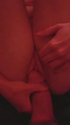 amateur photo Shes testing the tip to see if she could [f]it [m]y thick cock inside of her tight little pussy ðŸ˜ˆ
