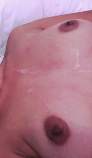 amateur photo Just came on my girl's tits and took a pic for y'all