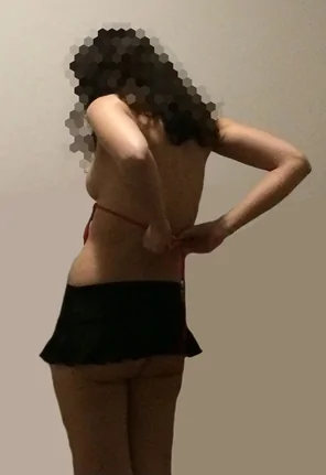 My wife getting ready for a party