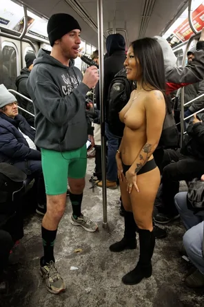 Asa Akira on the subway