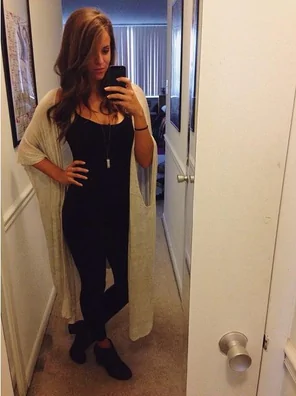 Dressed in black.