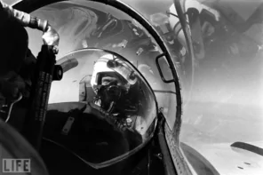 Col John Glenn in a TF-9J Cougar combat trainer, 1964.