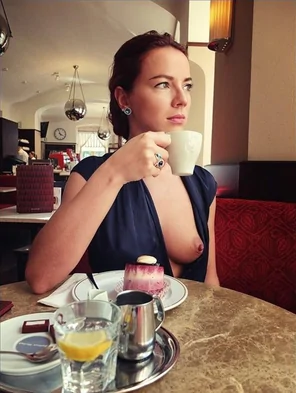 Coffee with a titty out