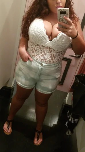 My girlfriend bursting out of her new bodysuit