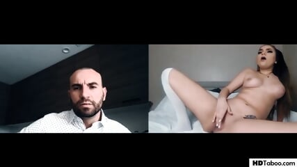 PURE TABOO Step Dad Blackmails Her Stepdaughter After Webcam Masturbation - Athena Faris
