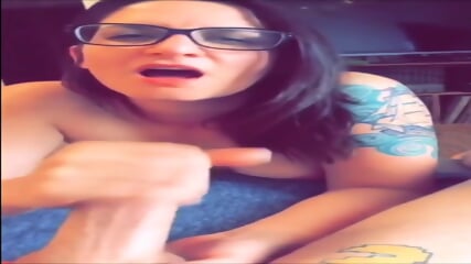 Amazing GLASSES BLOWJOB Finish Cumshot At 10.12 Cum Swallow Brunette