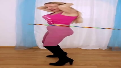Gorgeous Mature Blonde Stretches In Over-knee  Leather Boots ASMR .