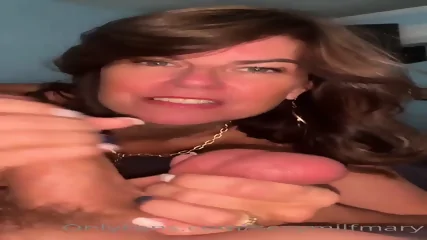 Wife Squeezes Balls While Stroking Cock