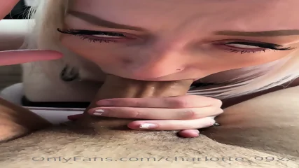 Delicious Busty Blonde Swallowing Cock