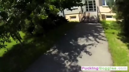 Slutty Blonde Fucks In The Backyard