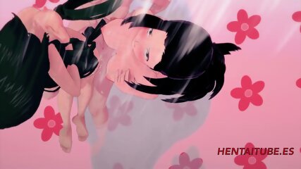 Boku No Hero Hentai - Tsuyu, Uraraka And Momo Touch Themselves In The Shower